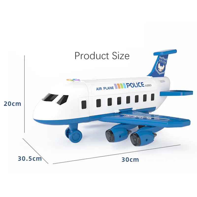 New Deformation Music Simulation Track Inertia Toy Aircraft Large Size Passenger Plane Kids Airliner Toy Car for Children's Gift