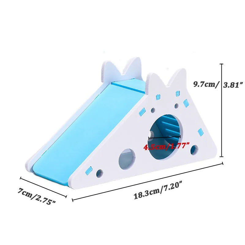 Assembled Hamster Slide Toy Guinea Pig Golden Bear Wooden Colorful Hamster House Small Pets Cage Toys Hamster Accessories