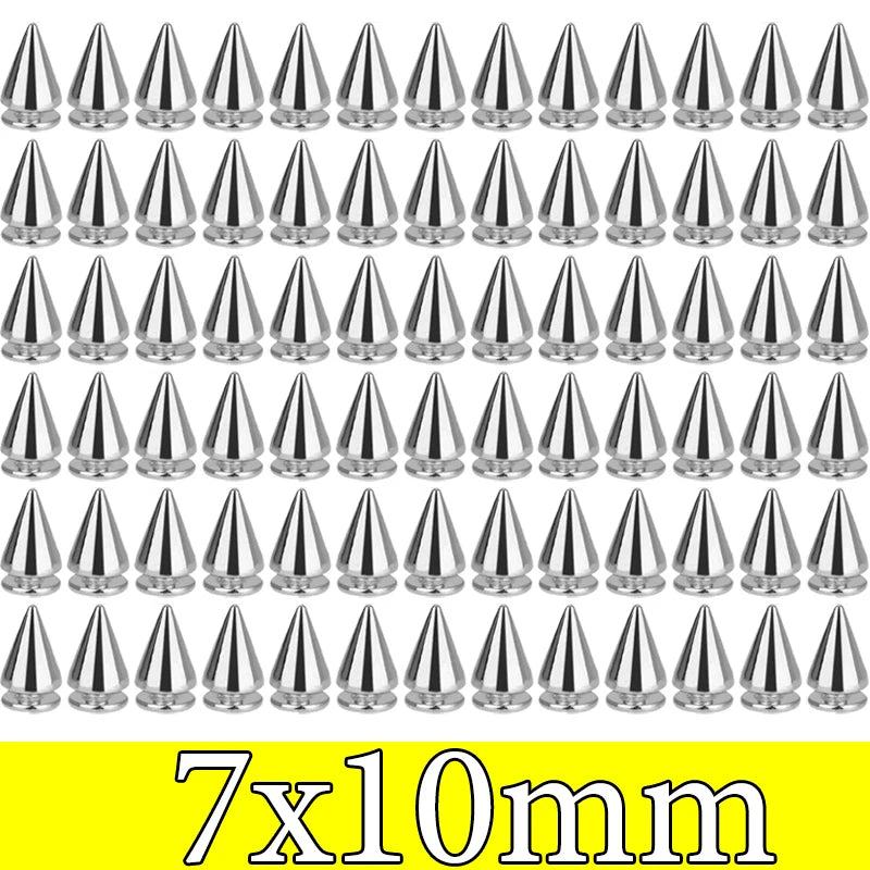 200/10Pcs Spiked Punk Rivets Multiple Sizes Screw Back Studs Punk Rock Bullet Rivets for Home DIY Sewing Clothing Leather Craft
