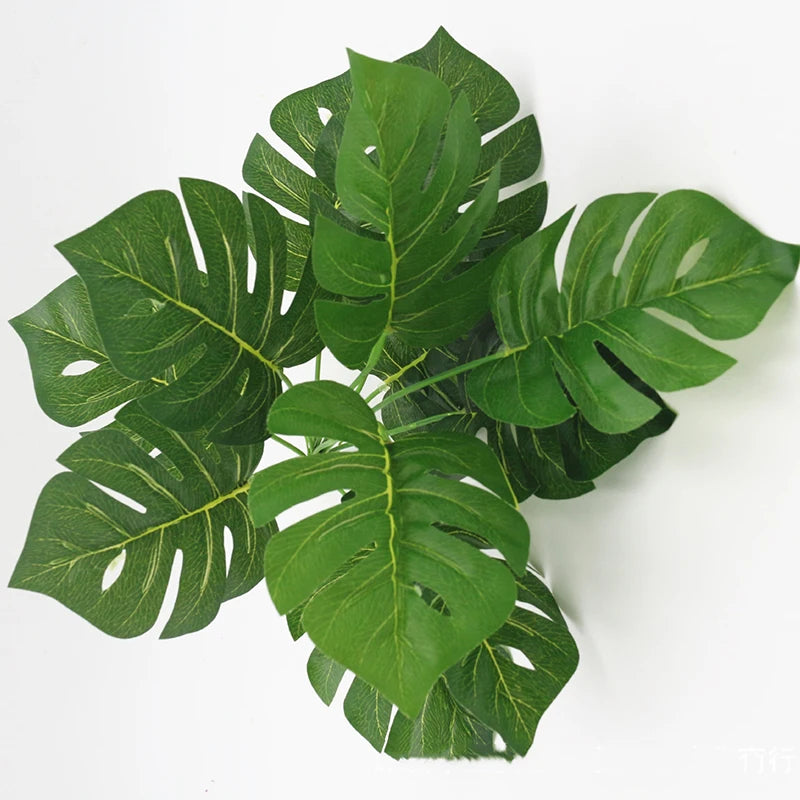 12 Heads Artificial Green Plant Turtle Back Leaves Colored Calla Leaf Fake Green Plant Living Room Office Home Garden Decoration