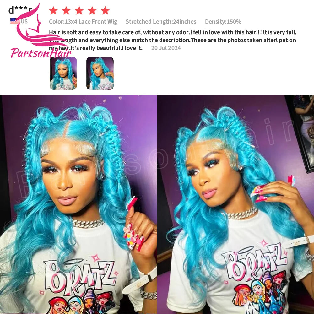 Blue 613 Colored 13x6 HD Transparent Lace Frontal Wigs Human Hair Wig  For Black Women Brazilian Remy Hair Full Lace Wigs 250