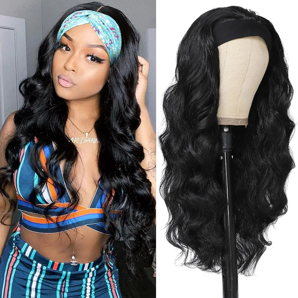 Body Wave Headband Human Hair Wig Machine Made Human Hair Wig Ready To Wear Headband Body Wave Remy Human Hair Wigs for Women