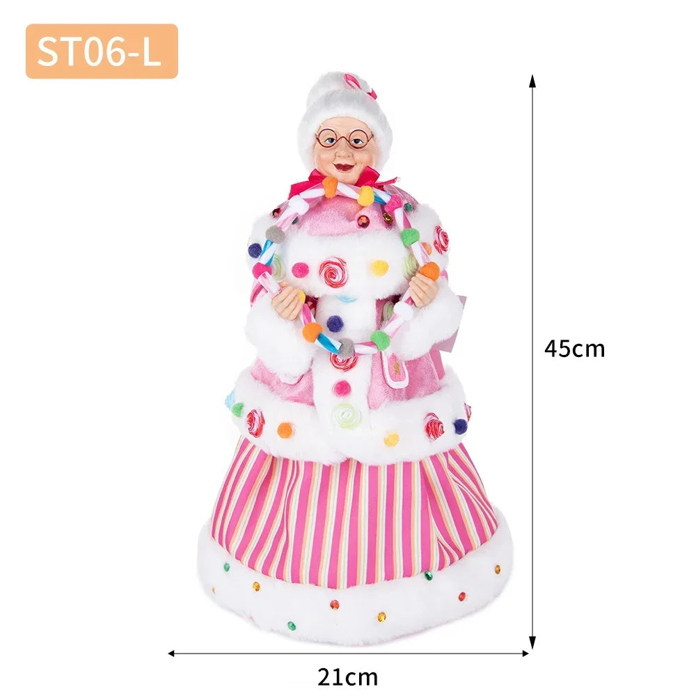Santa Claus Granny Doll 50cm Standing Santa Claus Ornament Christmas Scene Doll Decoration 2024 Christmas Gift For Children