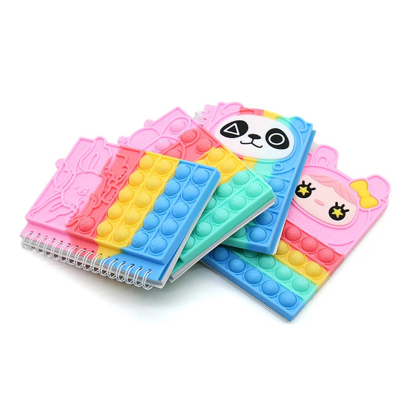 Kawaii Notebook Pop Its Notebook Silicone Pop Cover Note Pads Fidget Sensory Toys Mini Journal School Supplies Kids Stationery