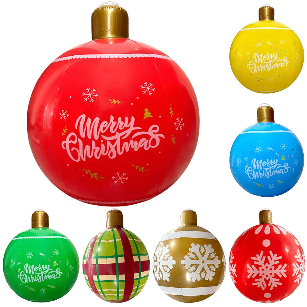 1PC Christmas Tree Decorations Balls Giant Inflatable Christmas Balls Outdoor Christmas Decorations PVC 60CM Snowman Balls
