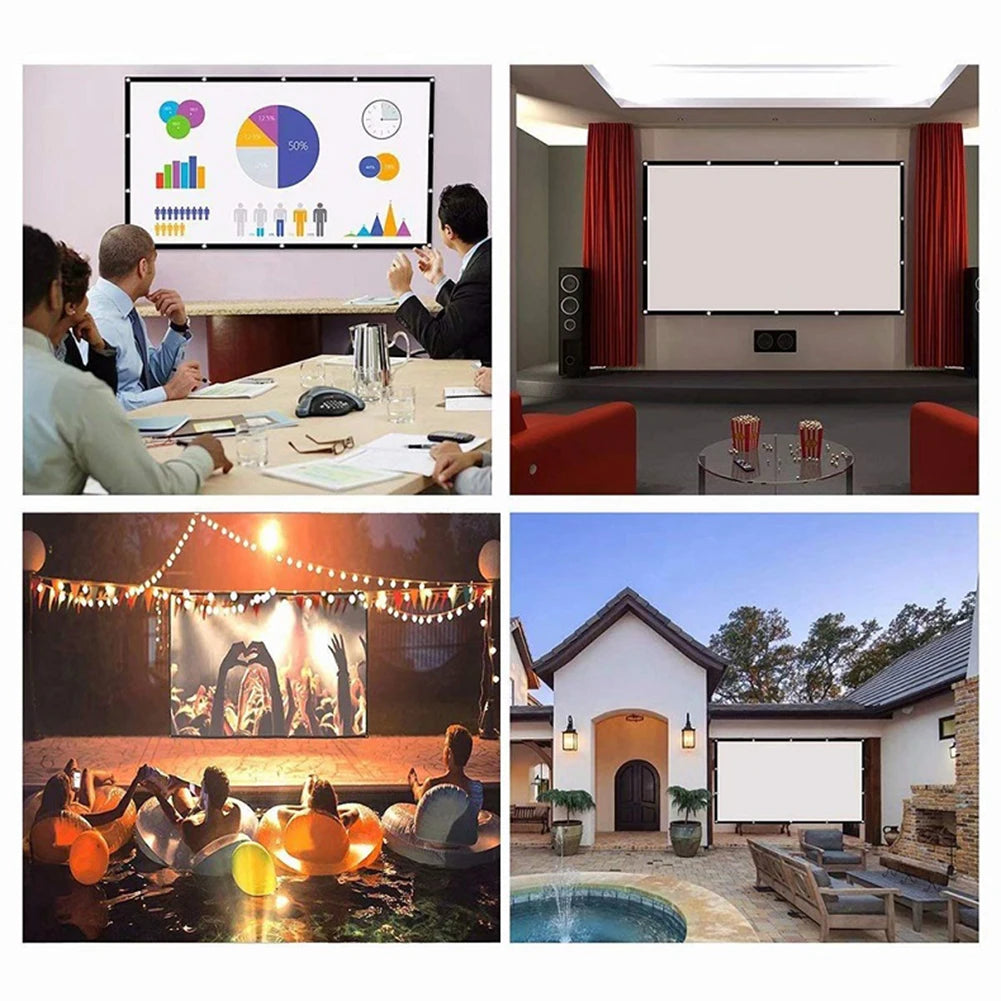 60/72/84/100/120/150 Inch Projector Screen 16:9 Home Cinema Theater Movie High Density Outdoor Camp Portable Projector Screen