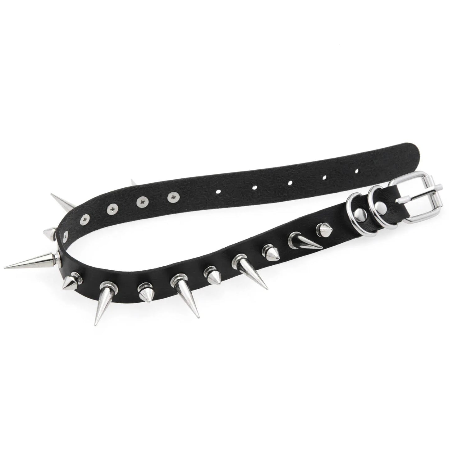 Punk Long Spike Choker PU Leather Collar for Women Men Cool Big Rivets Studded Chocker Goth Style Necklace Emo Accessories 2024