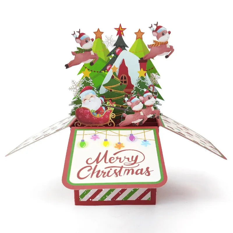 3D Pop Up Christmas Cards, Xmas Gift Greeting Cards For Your Friends, Children And Family, Included Blank Notecard & Envelope