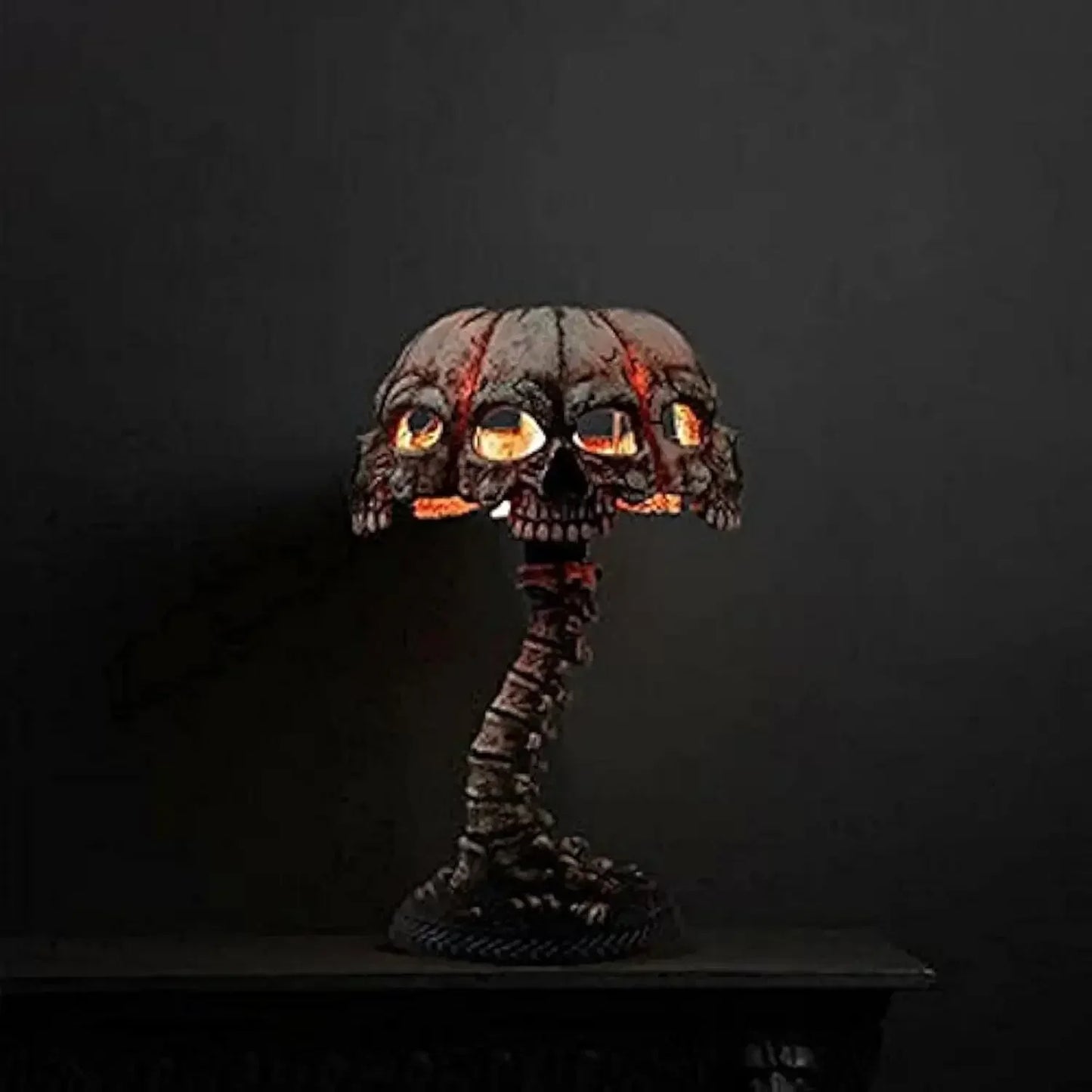 Halloween 3D Gothic Skull Table Lamp Skeleton Desktop Light Spooky 4 Head Resin Night Decorative Light Party Home Ornament Gifts