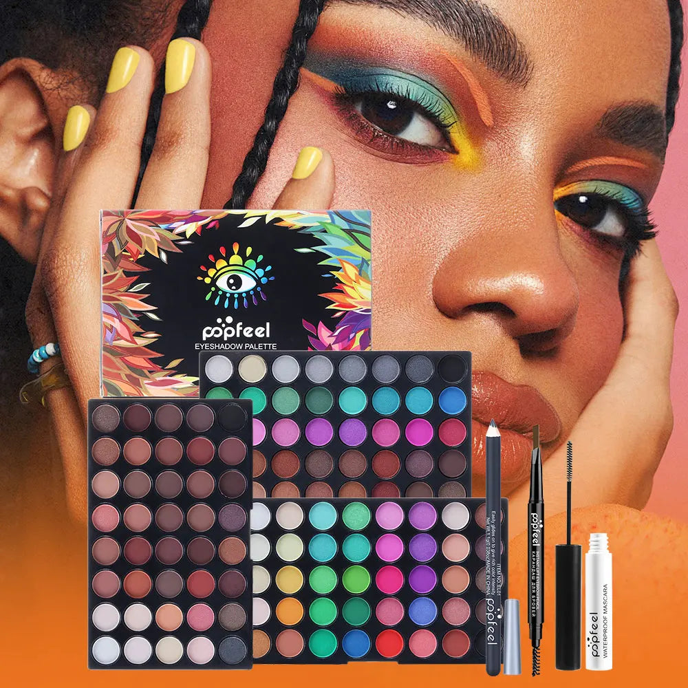 POPFEEL Multifunctional Women’s Makeup Set-Complete Beginner -Friendly Cosmetic Kit with Eyeshadow Palette, Lipstick, Hand Cream