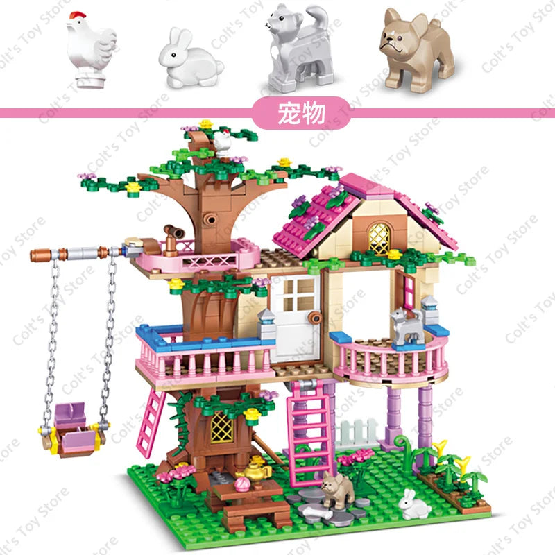 Girls Friendship Tree House Building Blocks Villa Castle Model Girl's Figure Doll Toy Wholesale And Retail Compatible Brick Gift