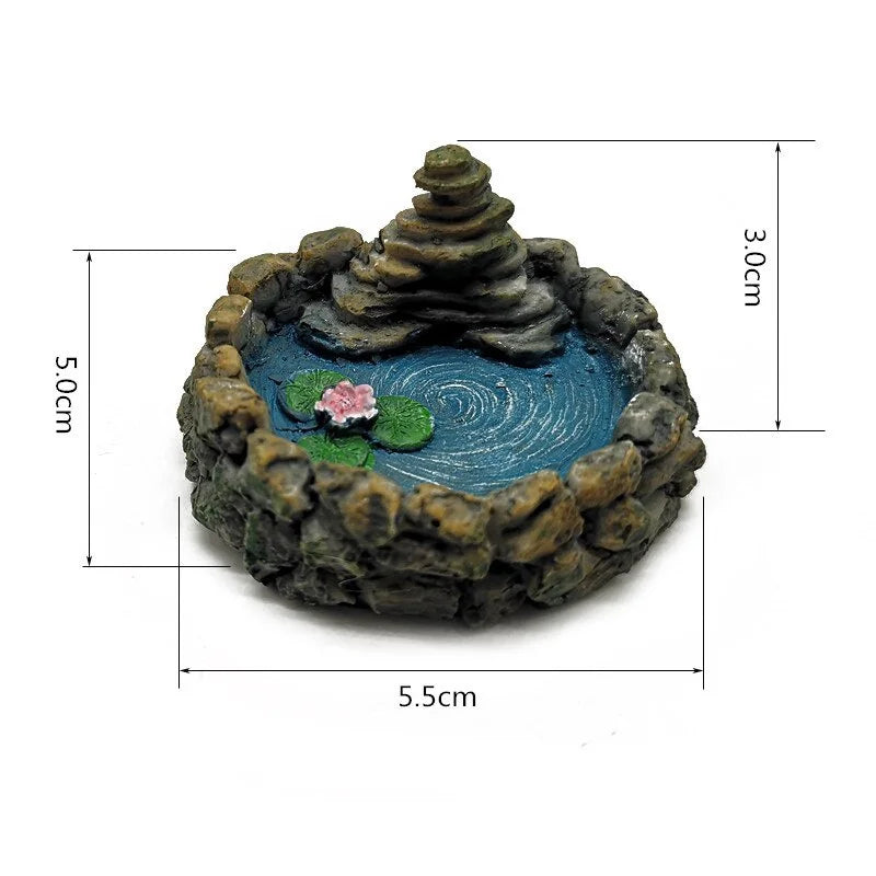 1Pc Vintage Pool Figurine Ponds Model Resin Craft Ornament Home Decoration Miniature Garden Fairy Glass Decor DIY Accessories