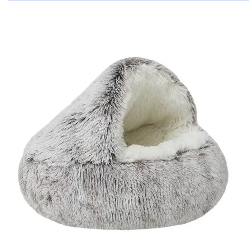 Cat Nest Accessories Round Warm Cats Bed Pet Products House Supplies Sleeping Bag Winter Long Plush Cat Stuff Bed For Small Dogs