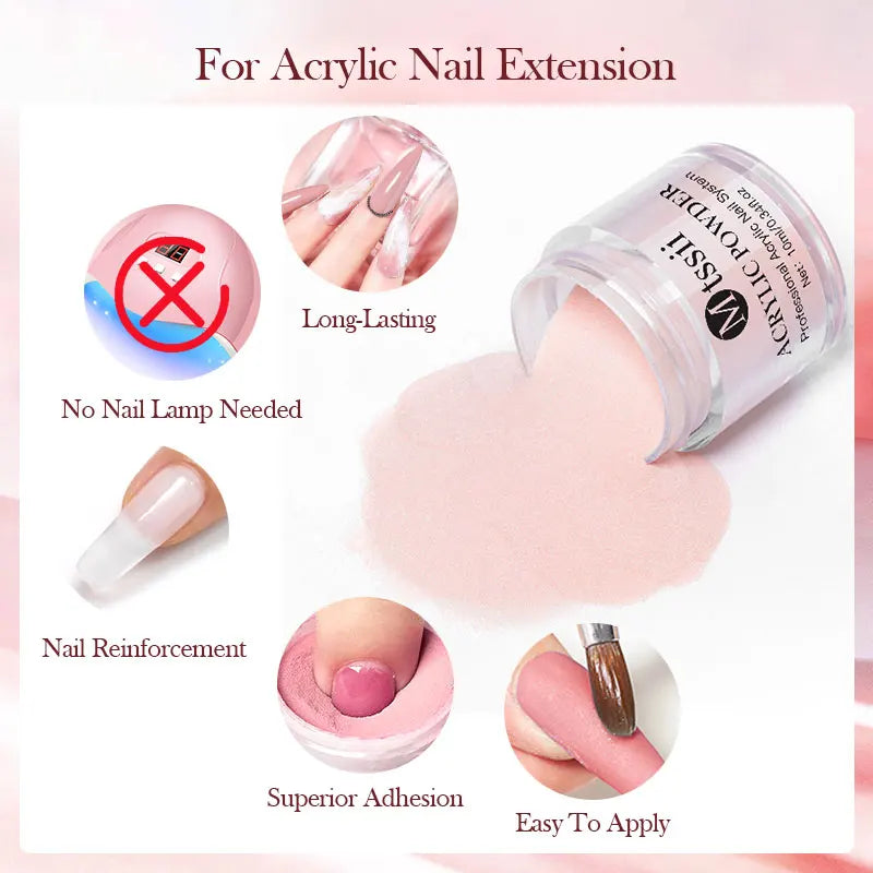 Nail Crystal Powder Kit Acrylic Liquid Set With Nail Brush Pink White Nails Powder For Nails Extension Carving Beginner Set