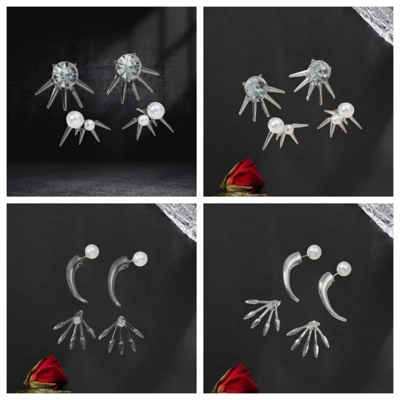 Hip-hop Trend Design Sense Rivet Earrings Men and Women Dark Punk Personality Retro Party Creative Earrings Jewelry Accessories