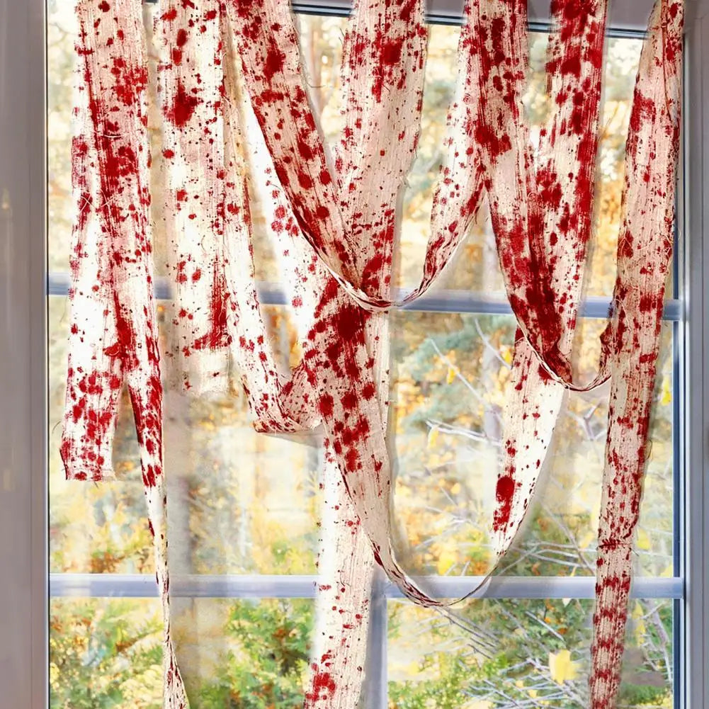 Halloween Decoration Creepy Gauze Scary Artificial Blood Bandage Cloth Party Venue Layout Props Secret Room Haunted House Decor