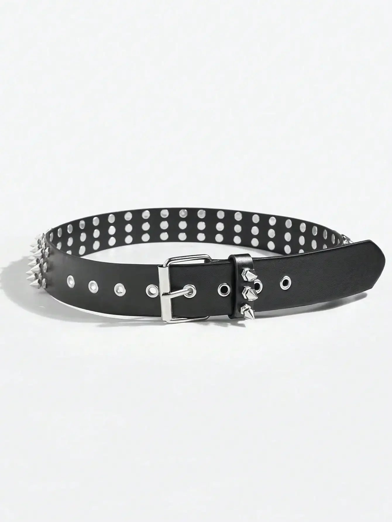 1pc Women's Cool Punk Style Rivets Decorated Heavy Metal Dark Belt