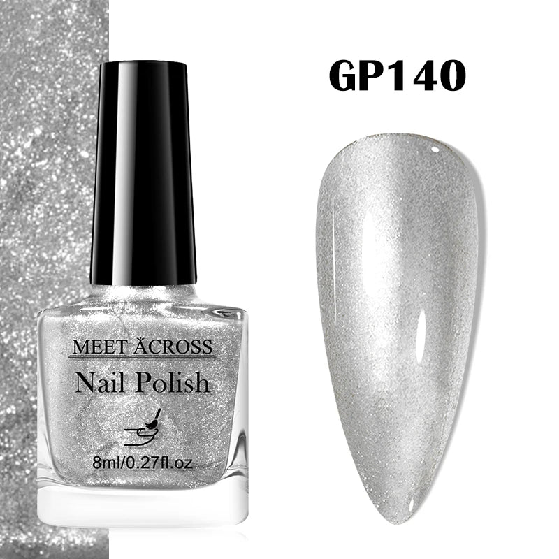 MEET ACROSS 8ml Pink White Nude Water-Based Peel Off Nail Polish Glass Bottle Nail Art Polish DIY Design No Need Lamp