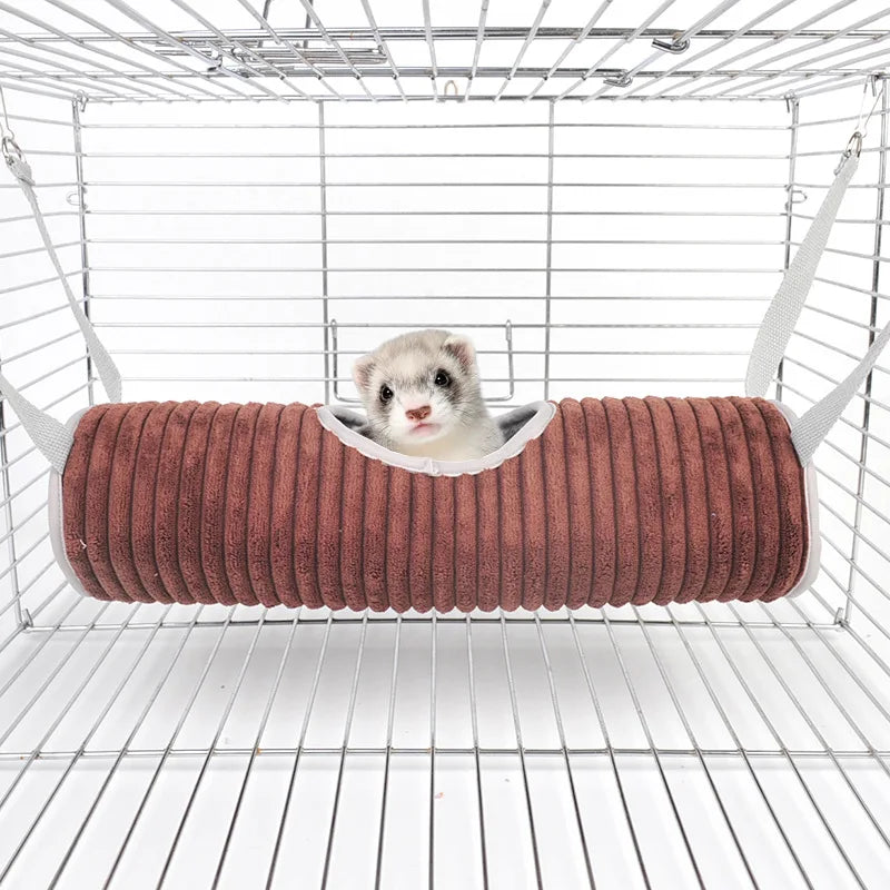 Hamster Cage Hammock Ferret Hide Tunnel Warm Rat Small Animals Play Tube Swing Sleeping Hanging Bed Nest Hideaway Toy