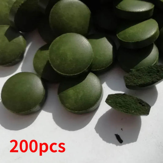 200pcs High Purity Spirulina Tablets Spiral Seaweed Enrichment Favorite Pets Food Fish Crystal Red Shrimp Fish Food Aquarium