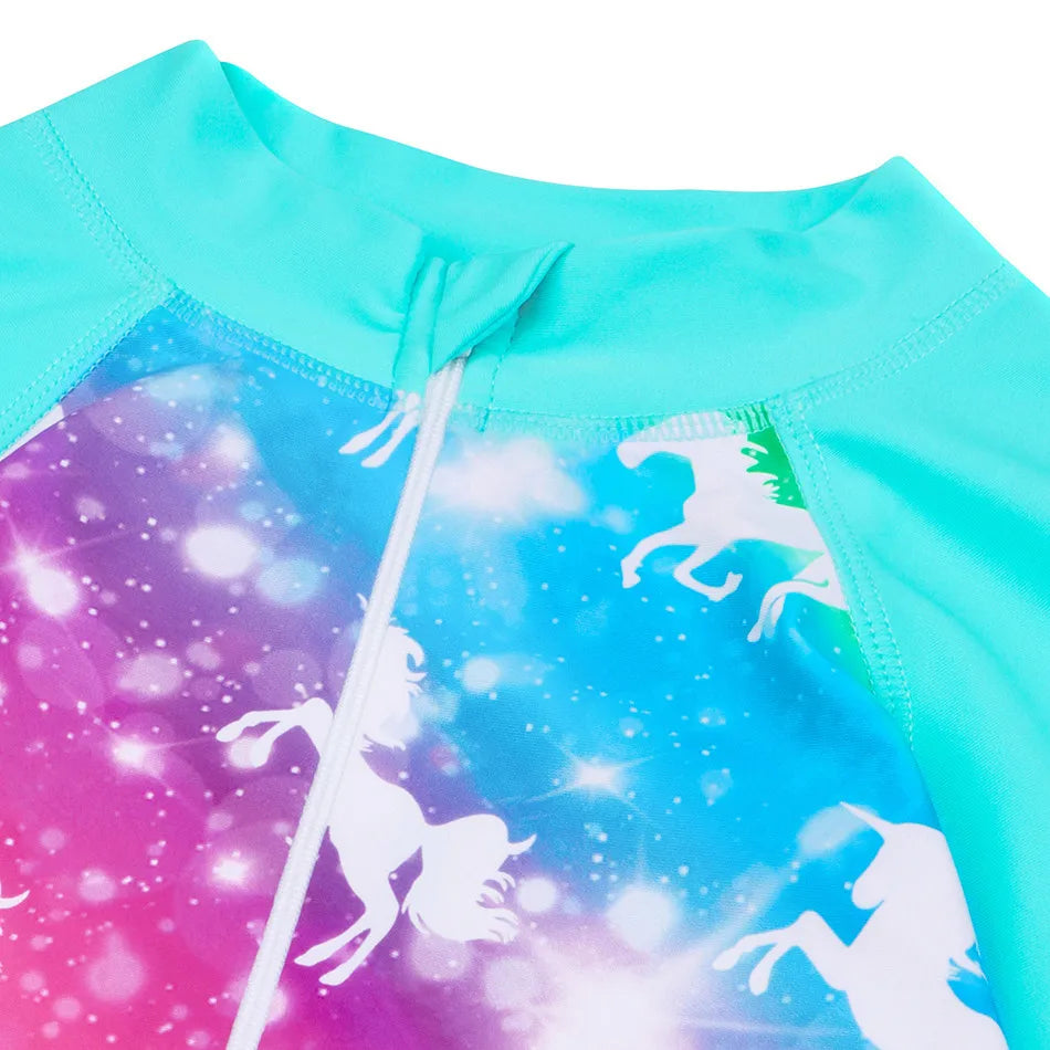 Children's Swimsuit Girl's Long Sleeved Swimsuit Unicorn Girl's Sun Protection Suit Girl's Water Sports Quick Drying Swimsuit