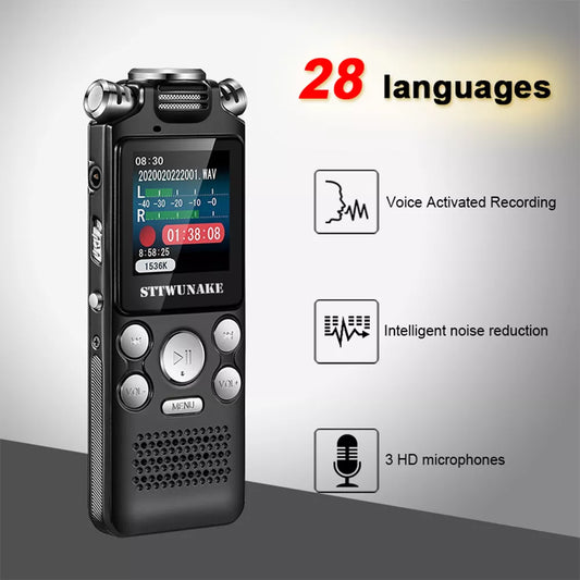 Professional Voice Activated Digital Audio Voice Recorder 8GB 16GB 32G Noise Cancelling Recording PCM Support OTG WAV MP3 Player