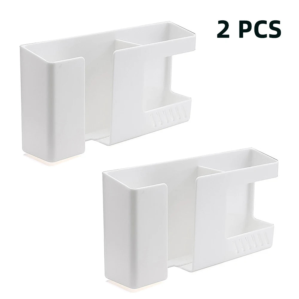 4/2/1Pcs Punch-free Mobile Phone Holder Wall Mount Stand Remote Control Organizer Storage Box Charging Bedside Container Rack