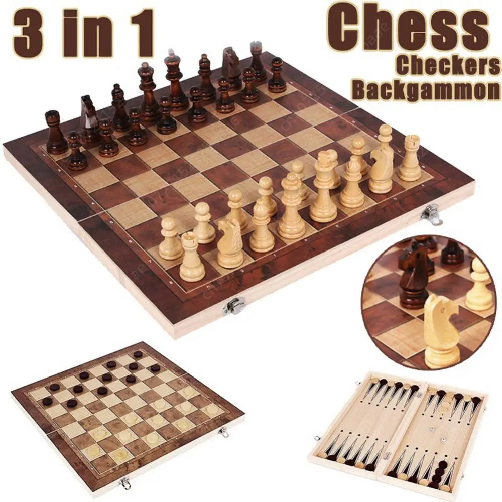 Chess Game Board Folding Storage Wooden Chess Board Sets Exquisite Chess Set Chess and Checkers Game Set Travel Chess Sets