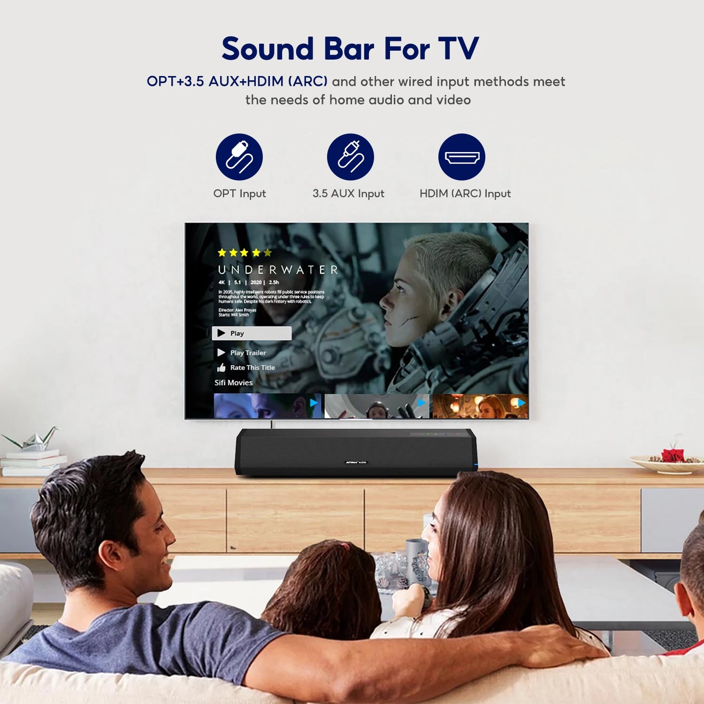 AIYIMA S03 Sound Bar For TV 100W Bluetooth 5.0 Soundbar Bass Home Sound Theater Stereo Subwoofer Surround Wireless Speakers