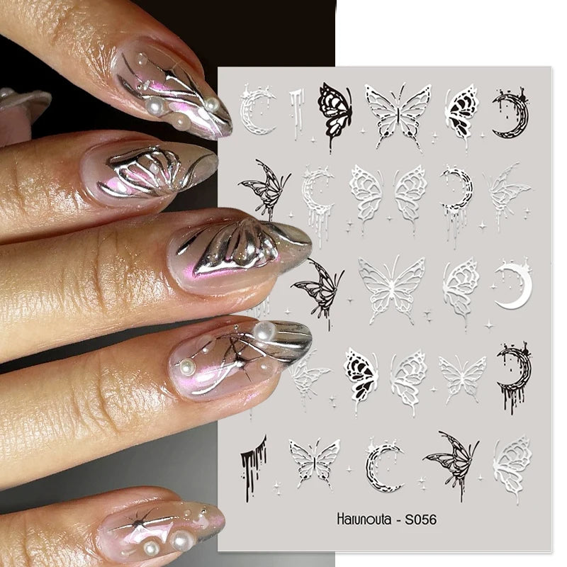 Sliver Stars Nails Stickers 3D Laser Stylish Adhesive Nail Sticker Manicure Decoration Nail Stickers for Nails Nail charms