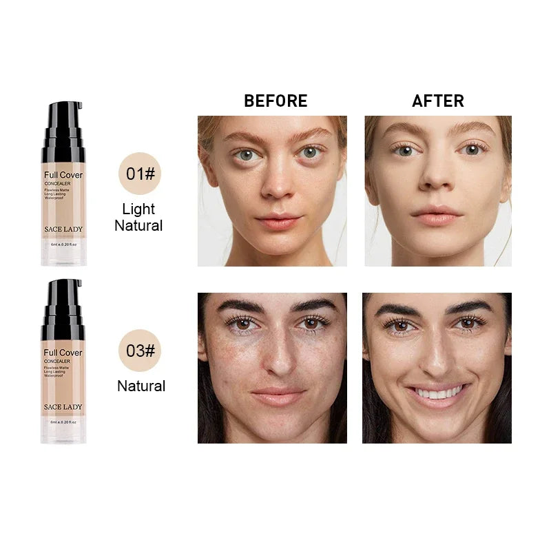 5 Colors Full Cover Liquid Concealer Makeup 6ml Eye Dark Circles Cream Face Corrector Waterproof Make Up Base Cosmetic