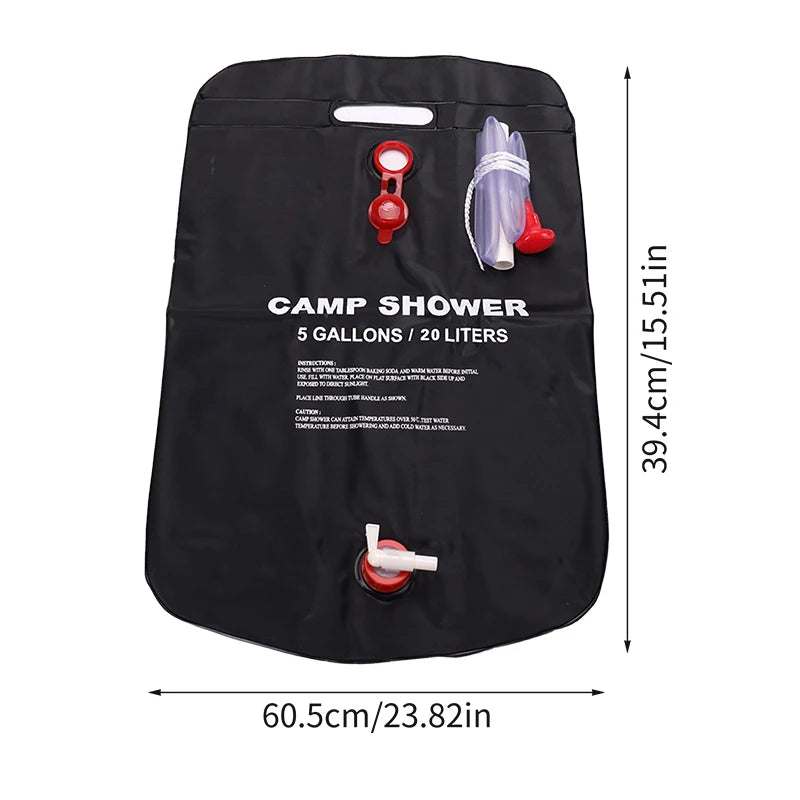 20L Foldable Solar Shower Bag Outdoor Bath Water Bag Camping Sun Compact Heated Water Shower Bags Scrubbing Pool Accessories