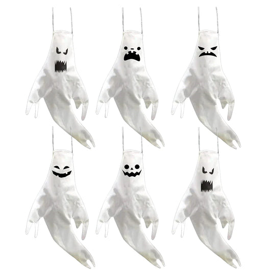 Outdoor Halloween Ghost Decoration Tree Hanging Windsock White Flying Ghosts Outdoor Haunted House Decor Outside Party Supplies