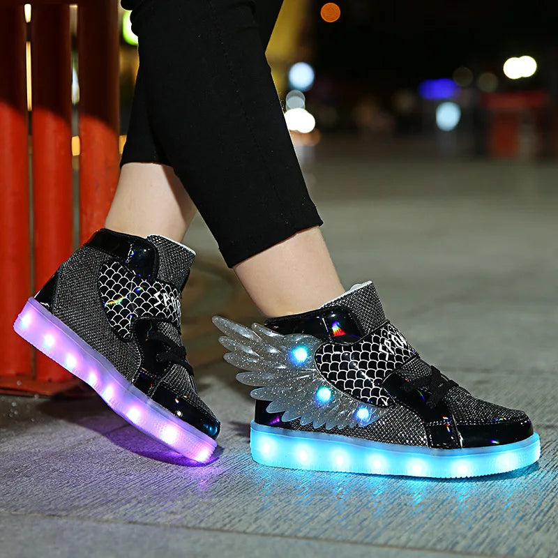 Children's Casual Shoes New Small  Medium-sized Children's LED Charging Luminous Shoes Children's Shoes USB Colorful Light Shoes