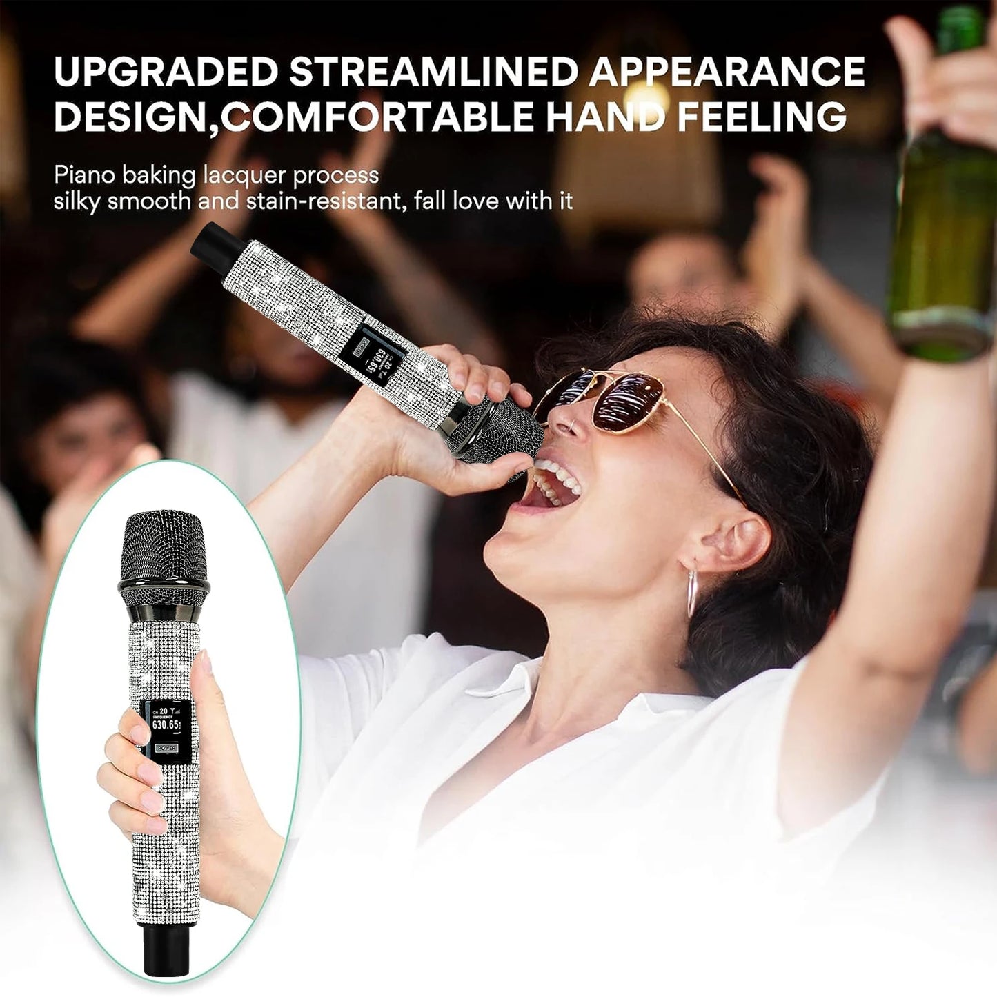 Crystal Wireless Dynamic Microphone set for Party Speech Crystal Appearance Universal wireless Microphone