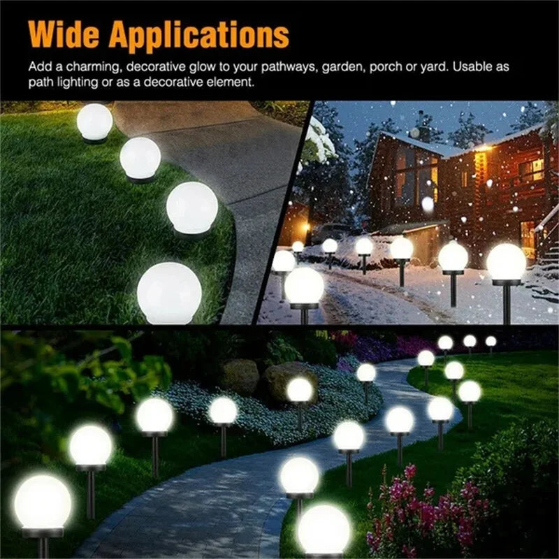 Outdoor LED Solar Round Ball Light Garden Yard Patio Ground Lawn Solar Lamp IP65 Waterproof Party Holiday Garden Home Decoration