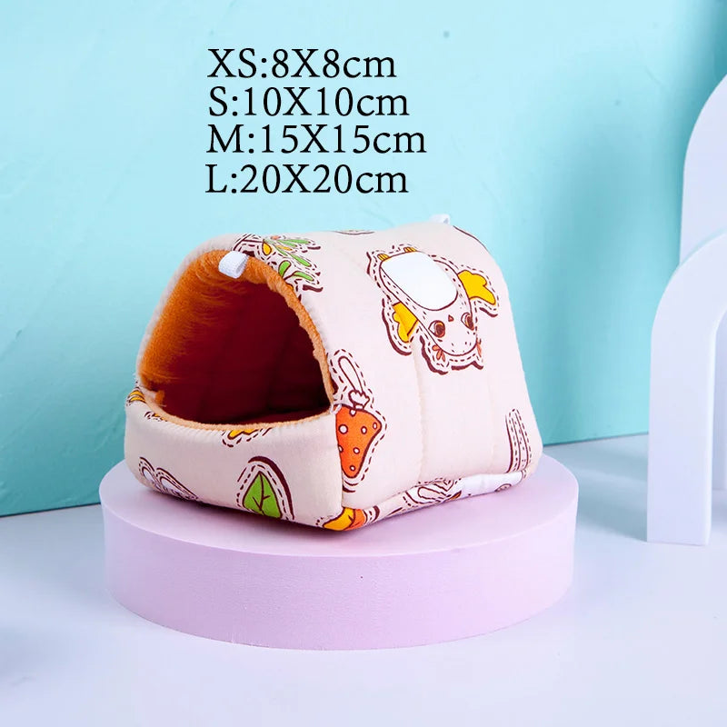 Hamster House Warm Mat Cute Winter Rabbit Squirrel Mini Cotton Cage Small Animal Nest Sleeping Bed Rat Guinea Pig Accessories