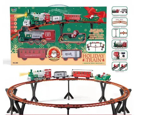 Christmas Train Set With Lights Sounds Railway Tracks Sets Locomotive Engine Fo Christmas Tree Gift For Kids Train Toy Car