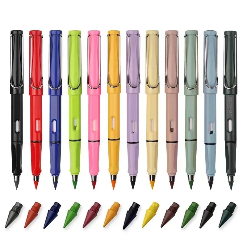 12pcs/set Color Eternal Pencil Can Be Wiped Magic Replace Head Eco Friendly Student Painting Kids Gift Draw School Supply Gifts