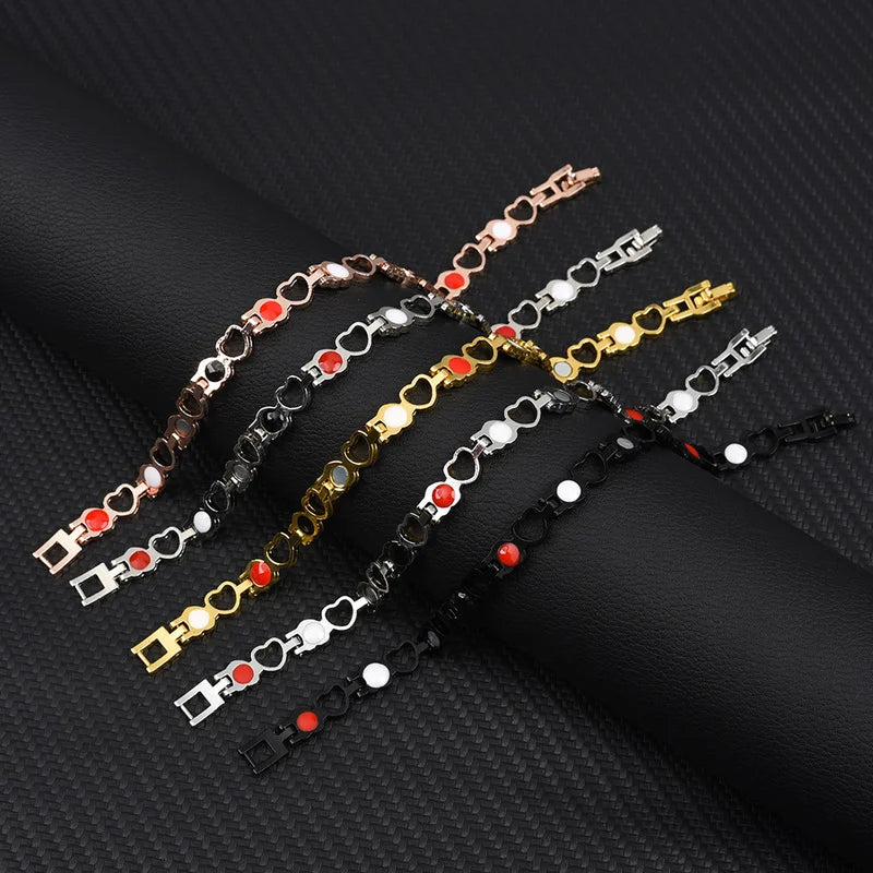 5 Colors Women Weight Loss Energy Magnets Jewelry Slimming Bangle Bracelets Twisted Heart Magnetic Therapy Bracelet Healthcare