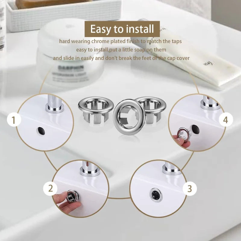 4/1Pcs Sink Hole Round Overflow Cover Basin Trim Bath Drain Cap Wash Basin Hollow Overflow Rings Kitchen Bathroom Accessories