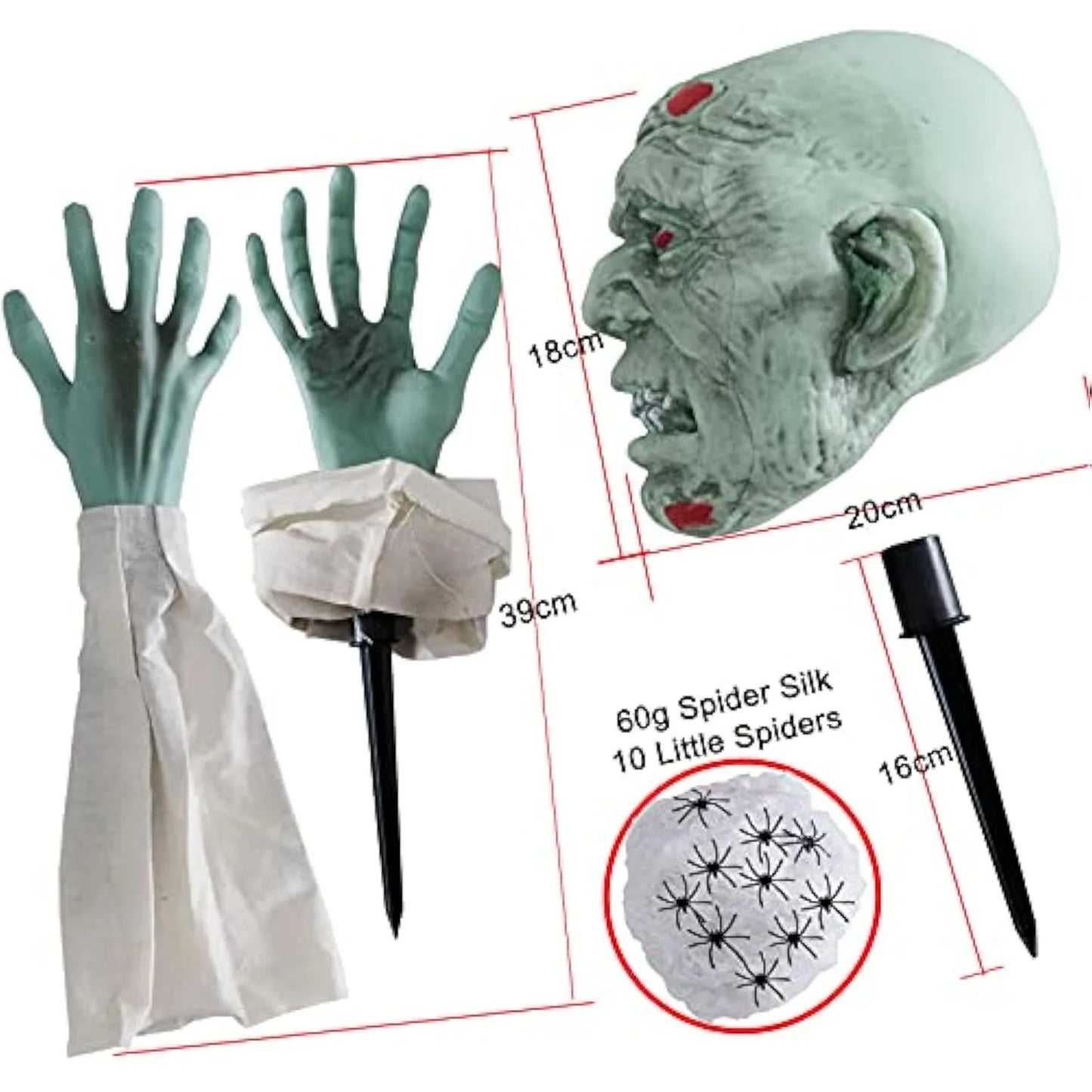 Halloween Realistic Zombie Stakes Outdoor Decor Garden Graveyard Yard Lawn Stakes Scary Zombie Face Arms Ground Breaker Party