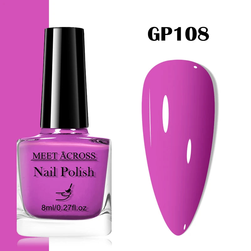 MEET ACROSS 8ml Pink White Nude Water-Based Peel Off Nail Polish Glass Bottle Nail Art Polish DIY Design No Need Lamp