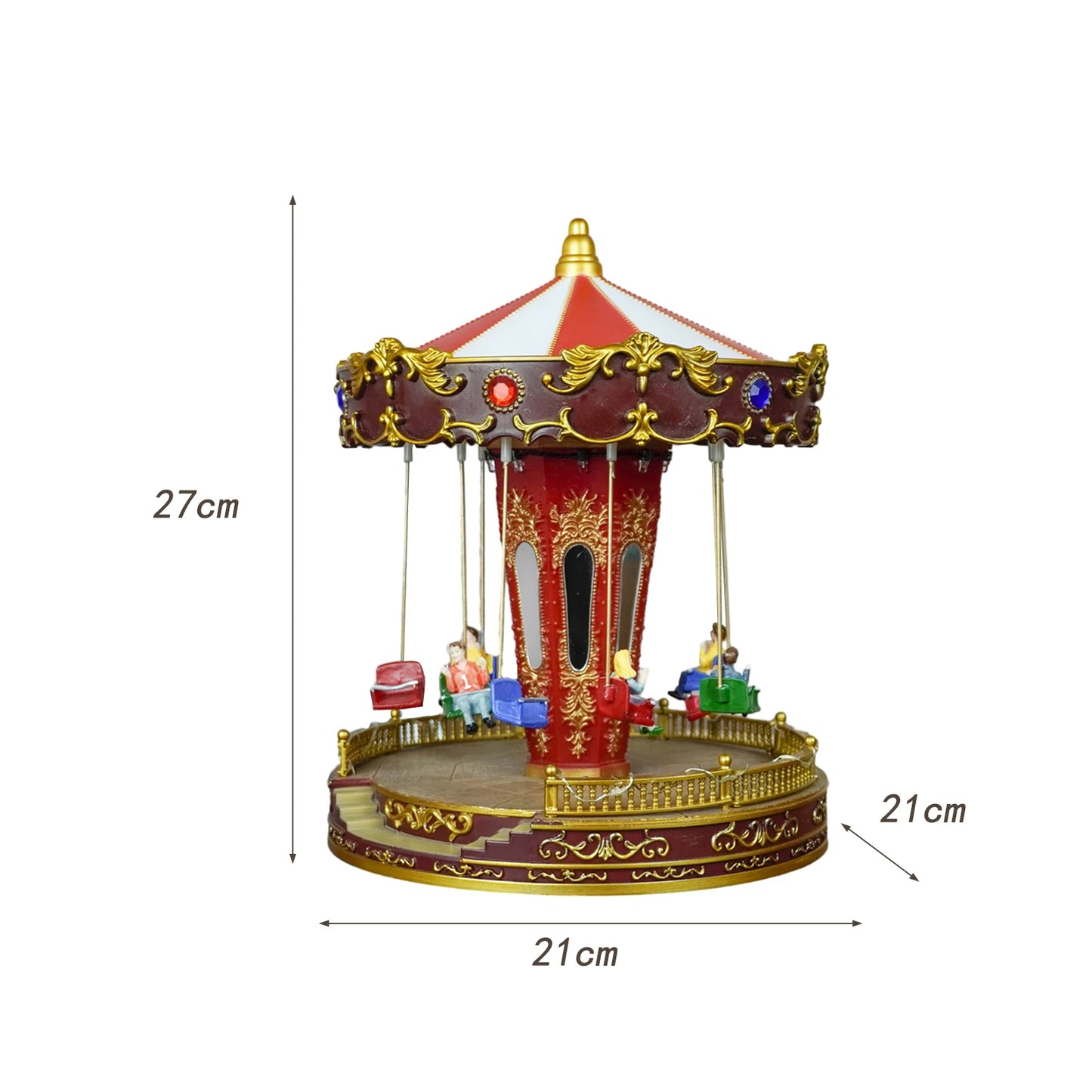 Rotatable LED Christmas Carousel Statue Music Box Decoration Table Centerpiece for Birthday Valentine's Day Children Xmas Gifts