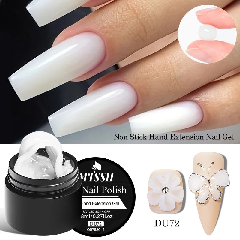 8ml Clear Non Stick Hand Solid Extension Nail Gel Polish Carving Flower Nail Art Building UV Gel Acrylic Varnish Manicure DIY