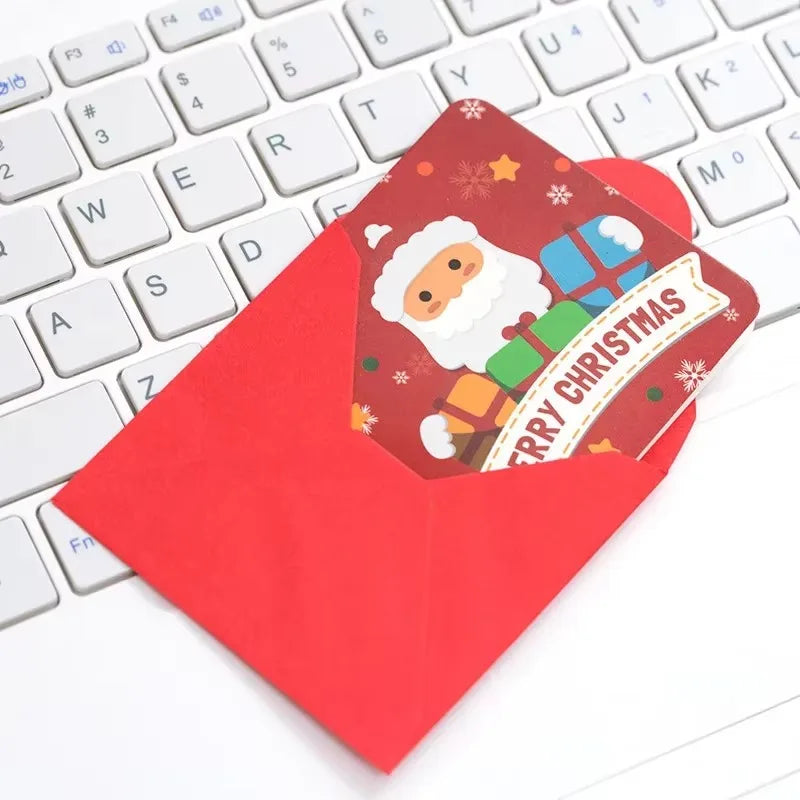 24 Pcs/lot Christmas Greeting Card Kids Mini Christmas Blessing Greeting Cards Envelope New Year Postcard Gift Card Xmas Party