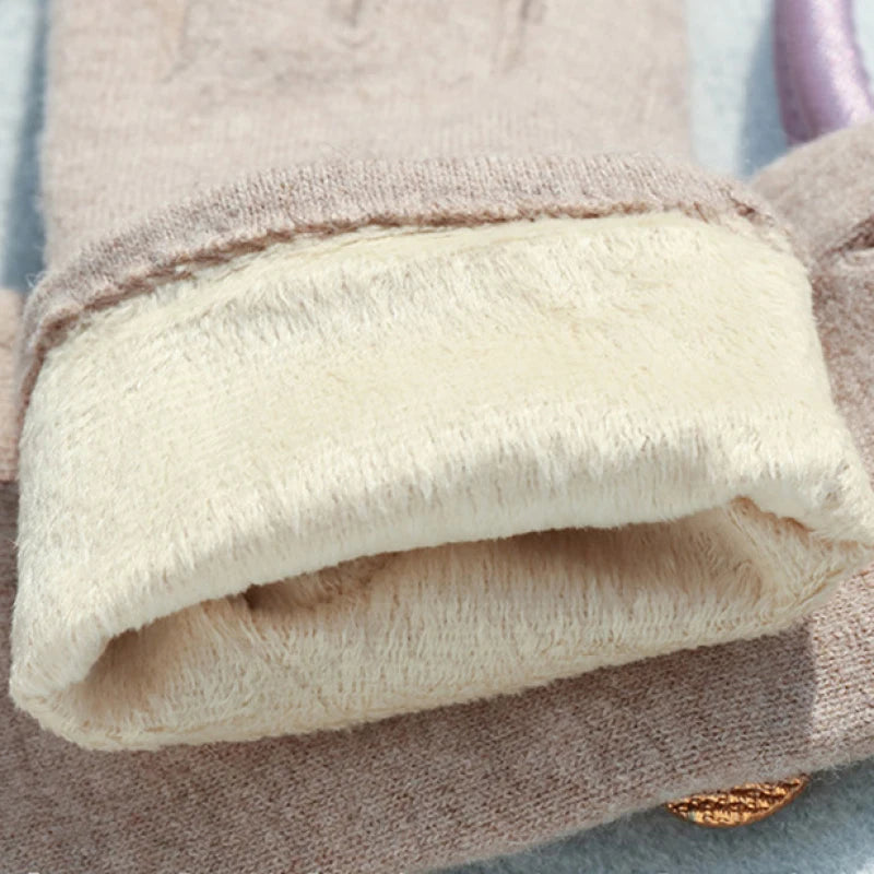 New Winter Women Keep Warm Touch Screen Elegant Simple Cashmere Gloves High Quality Elasticity Thickened Soft