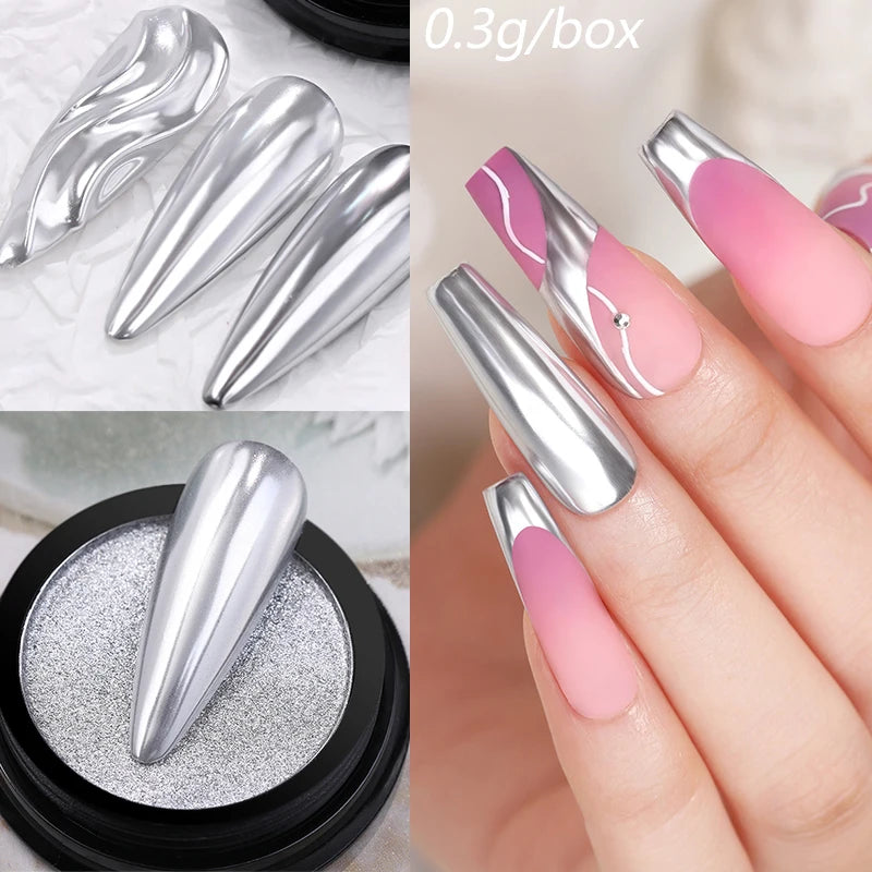 NICOLE DIARY Nail Powder Pigment Pearl White Rubbing on Nail Art Glitter Dust Chrome Aurora Manicure  Decoration DIY