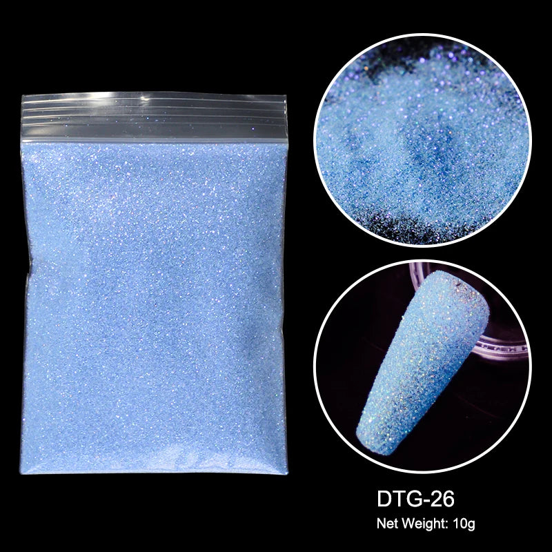 10g/bag Shining Sugar Nail Glitter Colorful Powder Candy Coat Effect White Black Pigment Dust Nails Art Decorations DIY Supplies