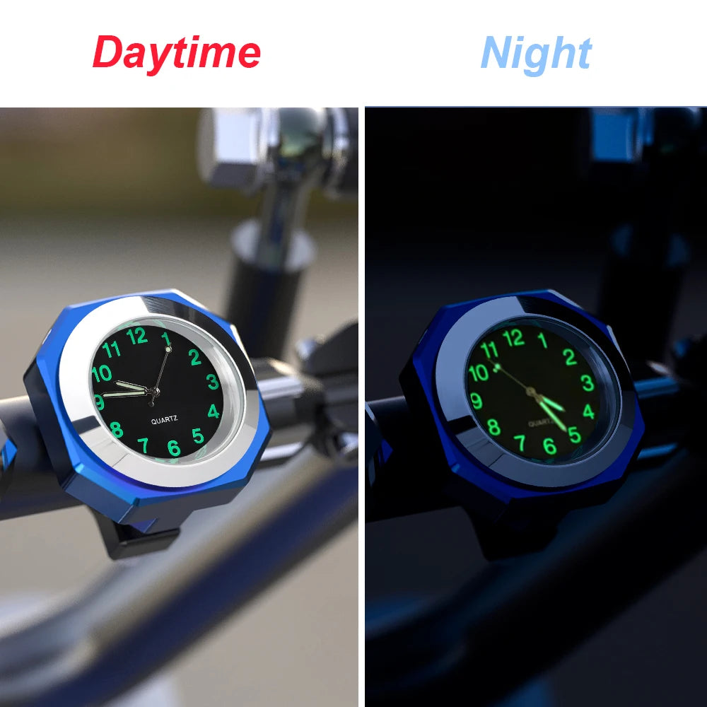 Aluminum Alloy Motorcycle Clock Waterproof Mount Quartz Clock Watch Aluminum Luminous Clock 22-28mm Handlebar Car Accessories